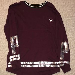 Maroon Pink sequin Long sleeve